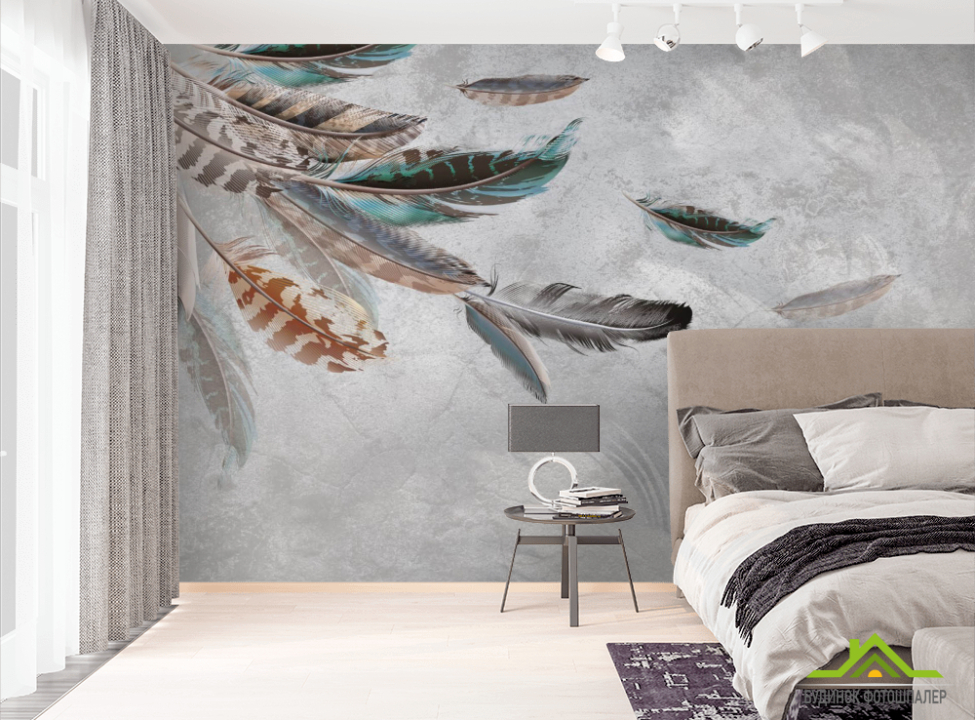 выбрать Фотообои Летящие перья Фотообои перья на стену