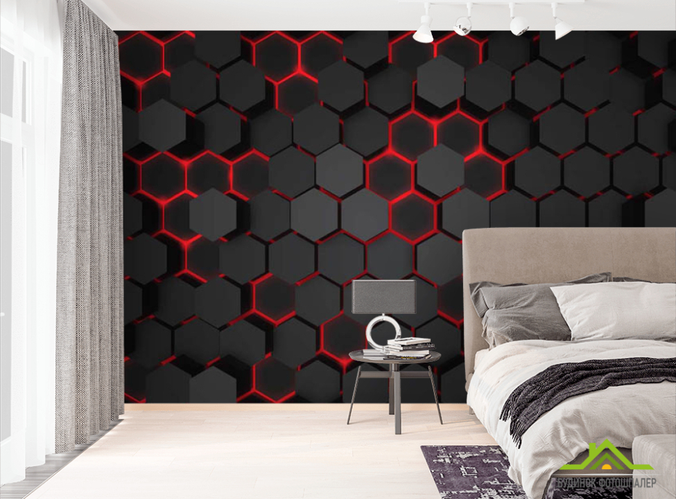 выбрать Фотошпалери чорні 3Д шестикутники Фотошпалери 3Д на стіну