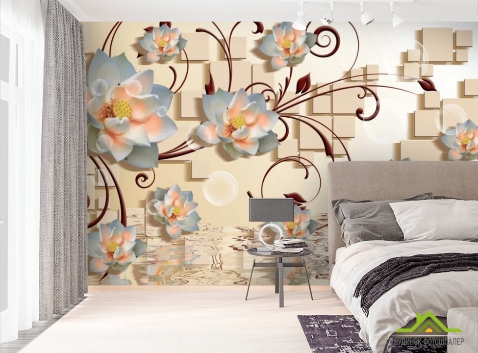 выбрать Фотошпалери Квіти 3d і квадрати Фотошпалери 3Д на стіну