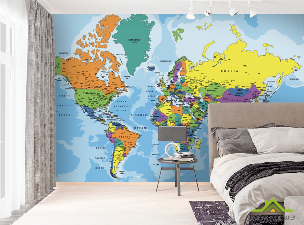 выбрать Фотошпалери Карта світу англійською Фотошпалери карта Світу на стіну