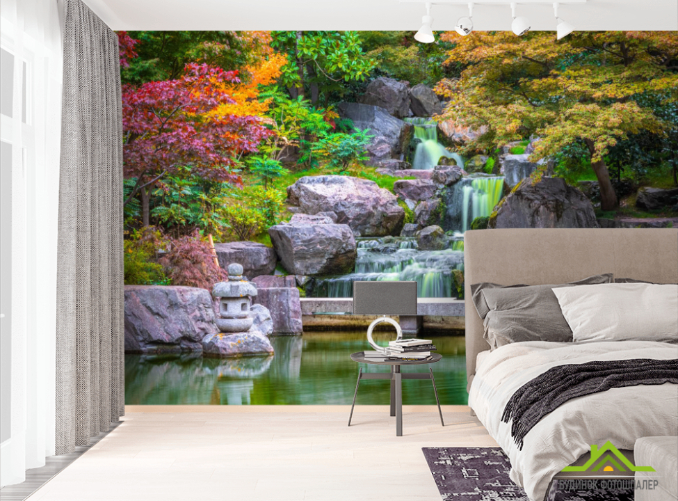 выбрать Фотошпалери водоспад в японському саду Фотошпалери Природа на стіну