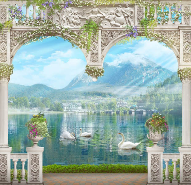 Фотошпалери колони біля озера