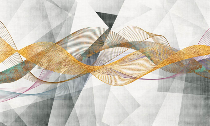 Фотошпалери золоті лінії на геометрії