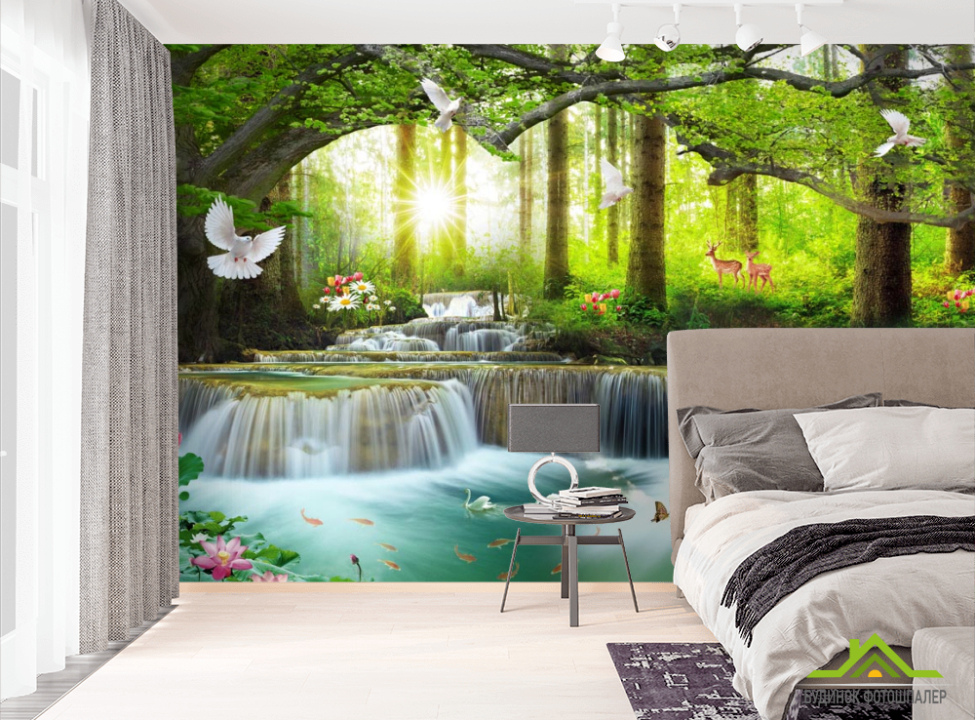 выбрать Фотошпалери Лісовий водоспад Фотошпалери Природа на стіну
