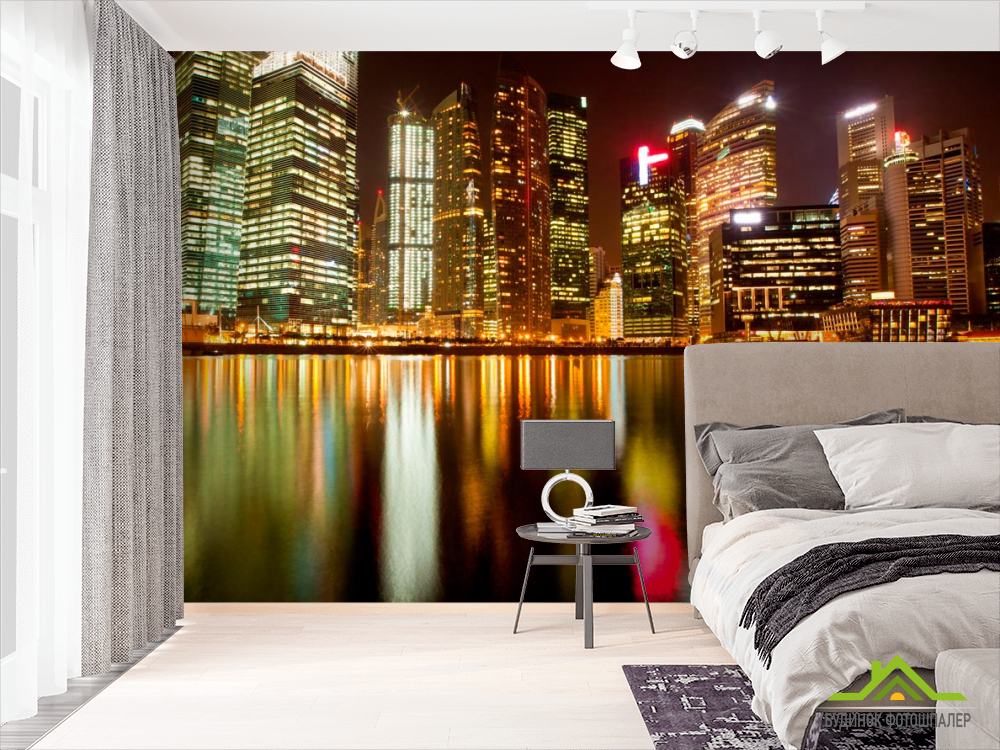 Фотошпалери Будинки,відблиски, вода