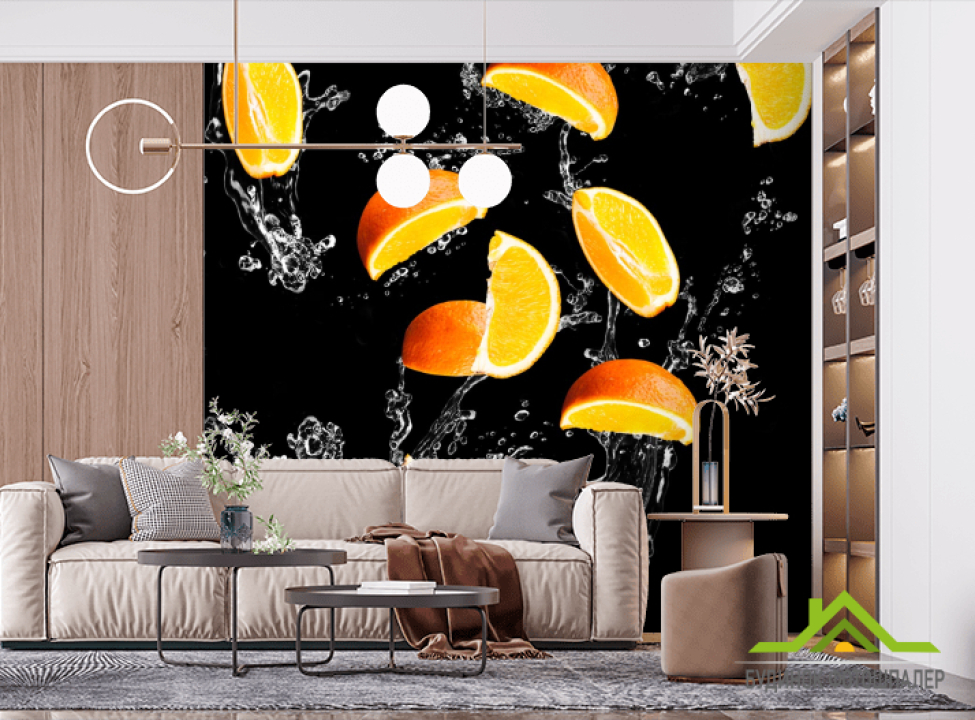 выбрать Фотообои апельсинкаи на чёрном фоне Фотообои Еда и напитки на стену