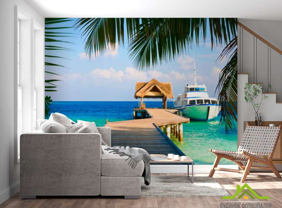 выбрать Фотообои Яхта у причала Фотообои Корабли на стену