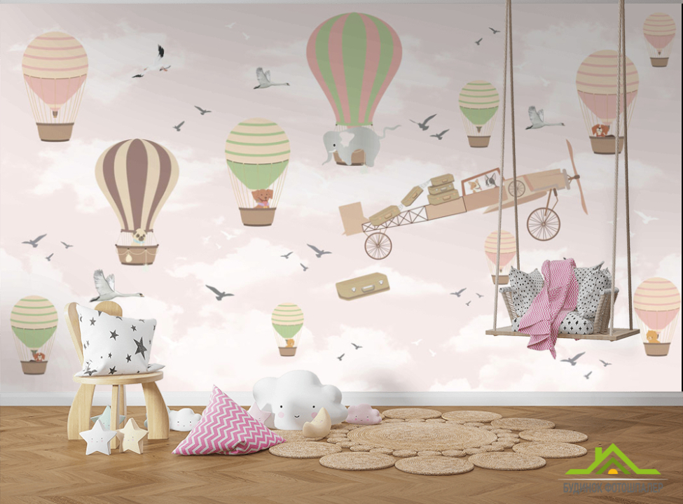 выбрать Фотообои Воздушные шарики для девочки Фотообои Little kids на стену