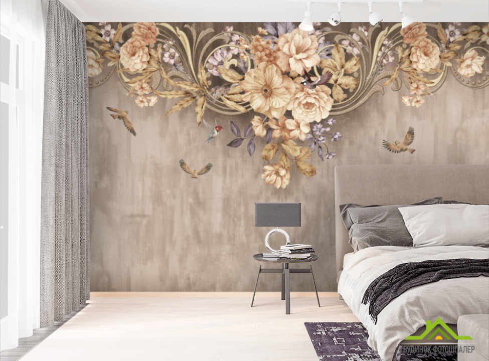 выбрать Фотошпалери коричневі квіти під стелею Фотошпалери Квіти на стіну
