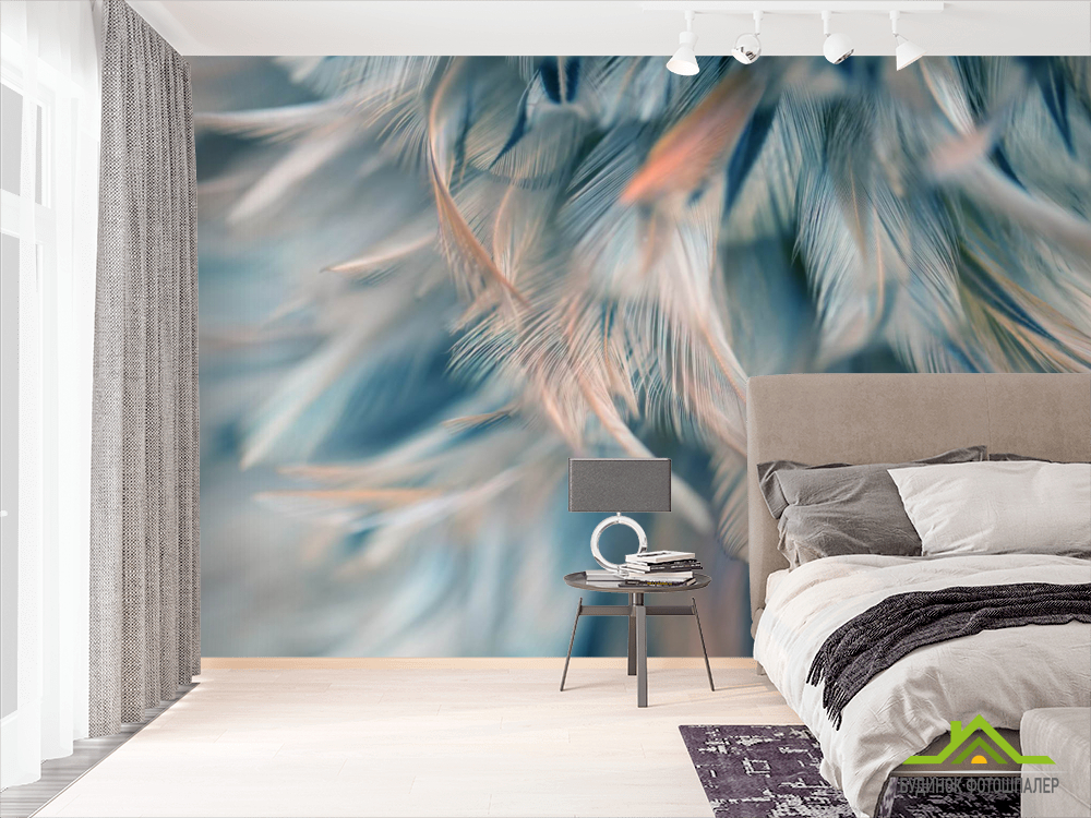 Фотошпалери бірюзові пір'я