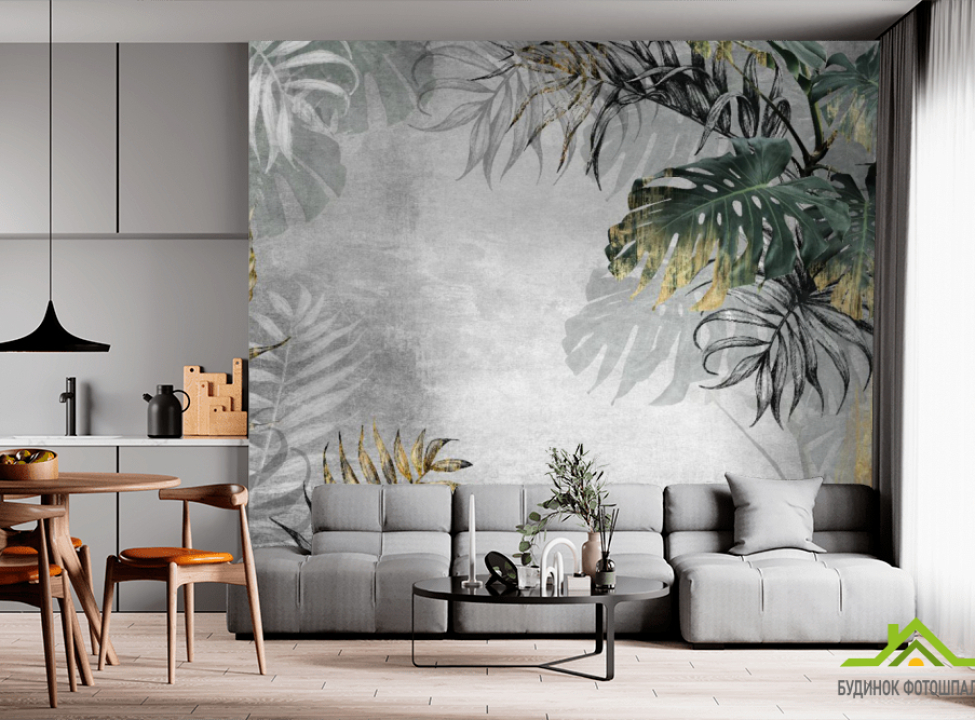 выбрать Фотообои тропические листья с золотом Фотообои с золочением на стену
