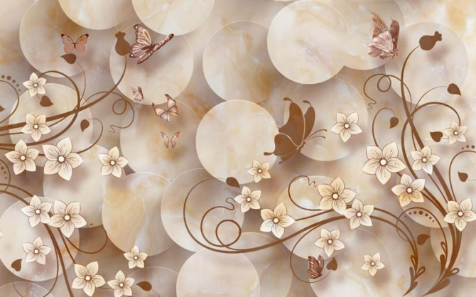 Фотошпалери мармур з квітами