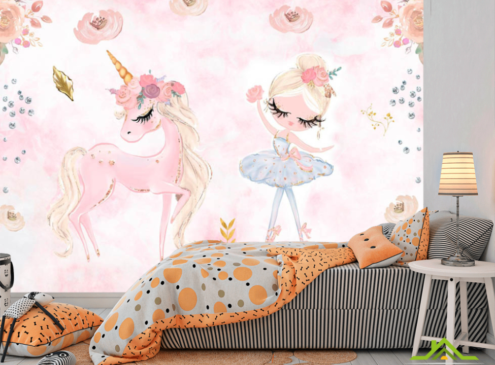 выбрать Фотообои единорог и фея Фотообои Little kids на стену