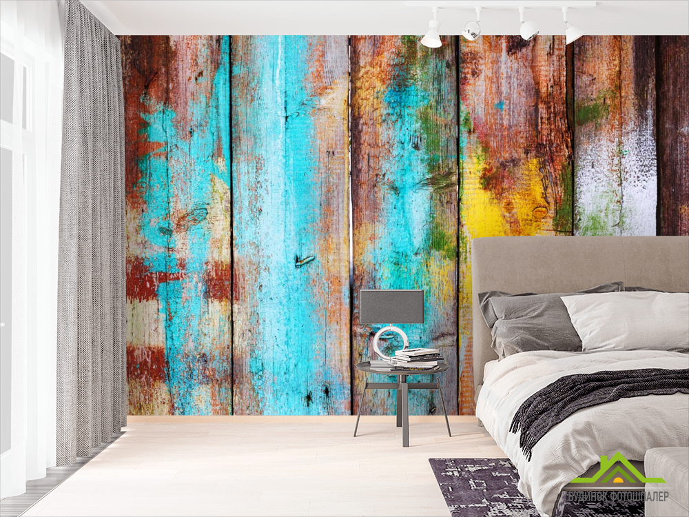 Фотообои разноцветные деревянные доски