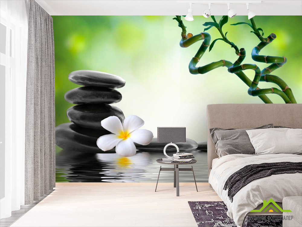 Фотошпалери Гілочки, камені, квітка