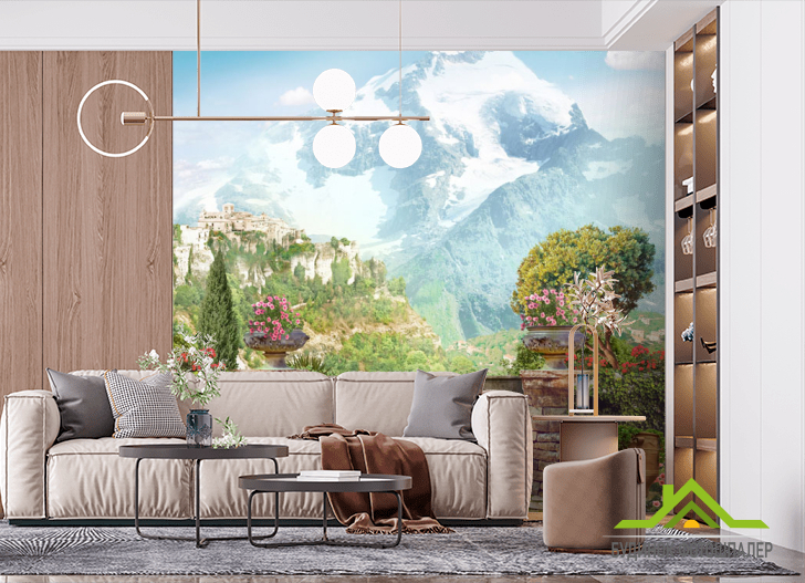 Фотошпалери Фреска балкон з видом на гори