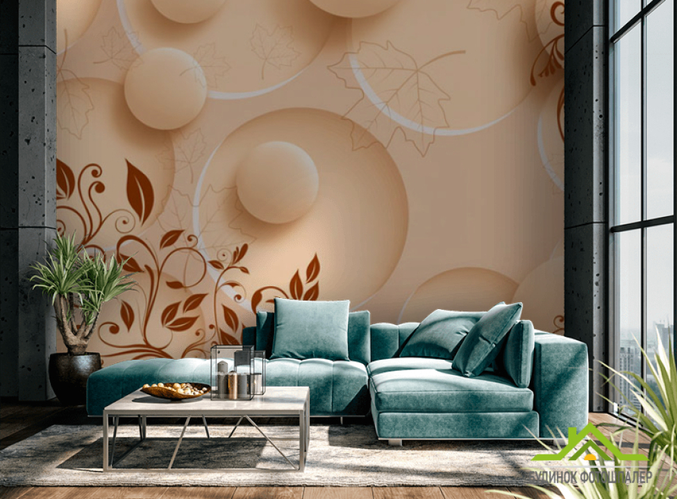 выбрать Фотошпалери Коричневий візерунок і сфери Фотошпалери стереоскопічні на стіну