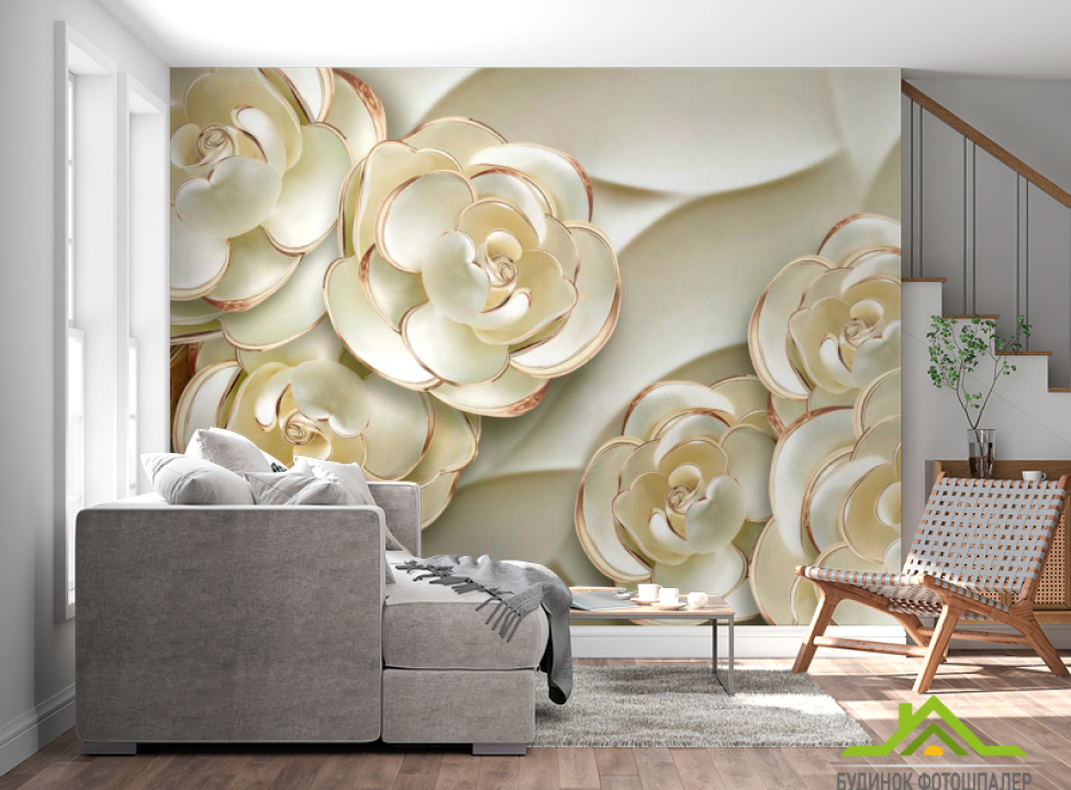 выбрать Фотошпалери Об'ємні 3d квіти Фотошпалери 3Д барельєф на стіну