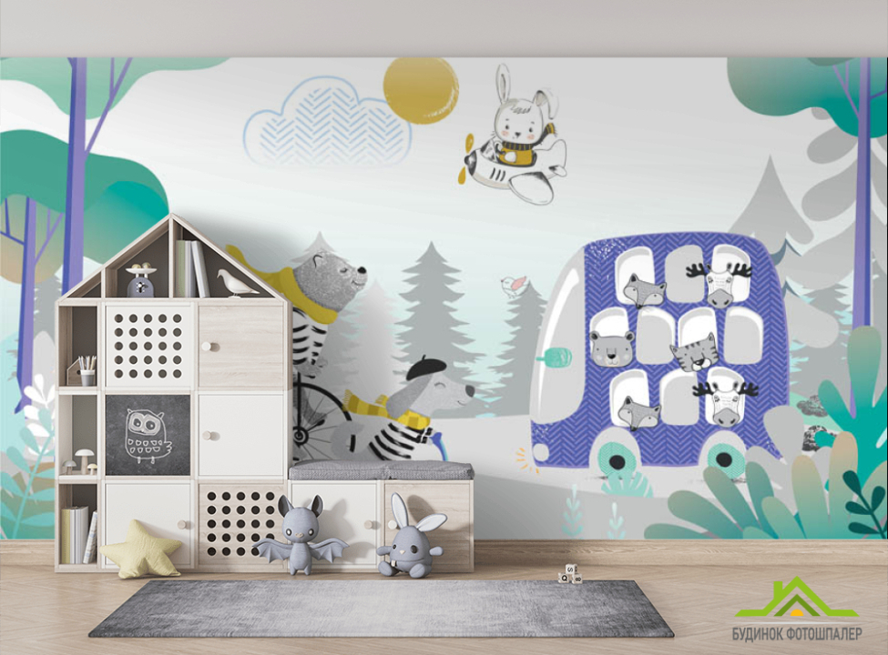 выбрать Фотошпалери Звірі в лісі Фотошпалери Little kids на стіну