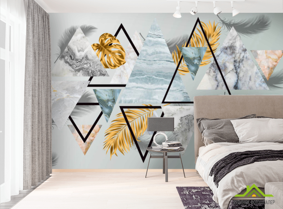 выбрать Фотошпалери трикутники з листям Фотошпалери Геометрія на стіну