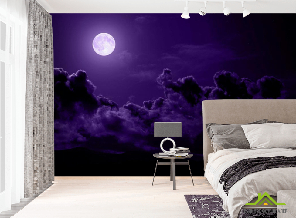 выбрать Фотообои яркая луна на темном небе Фотообои Природа на стену