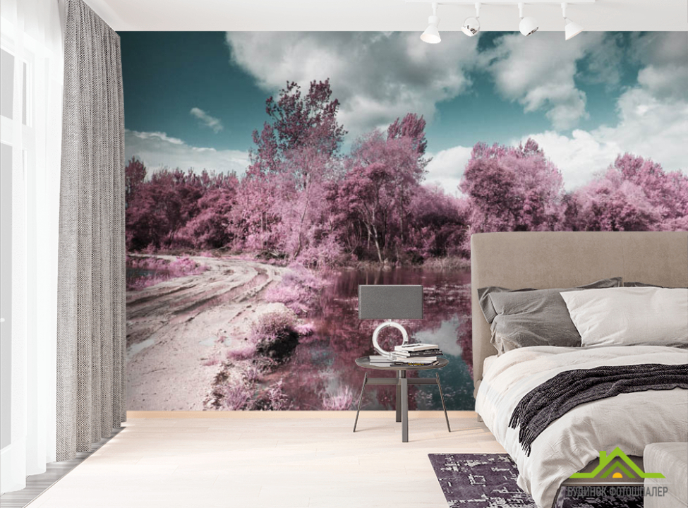 выбрать Фотошпалери Дерева з відображенням Фотошпалери Рожеві дерева на стіну