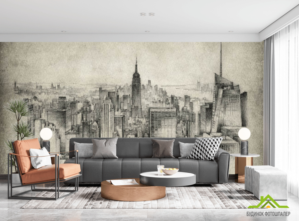 выбрать Фотообои Рисованный Манхеттен Фотообои Город на стену