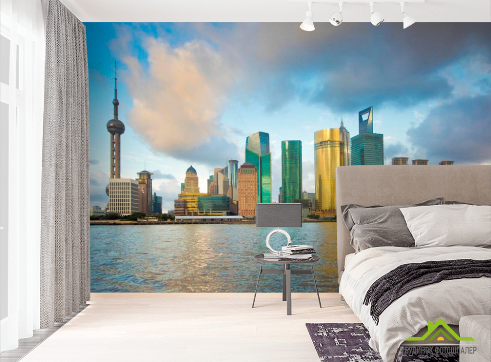 выбрать Фотошпалери Хмари, море, будинки Фотошпалери Сучасний місто на стіну