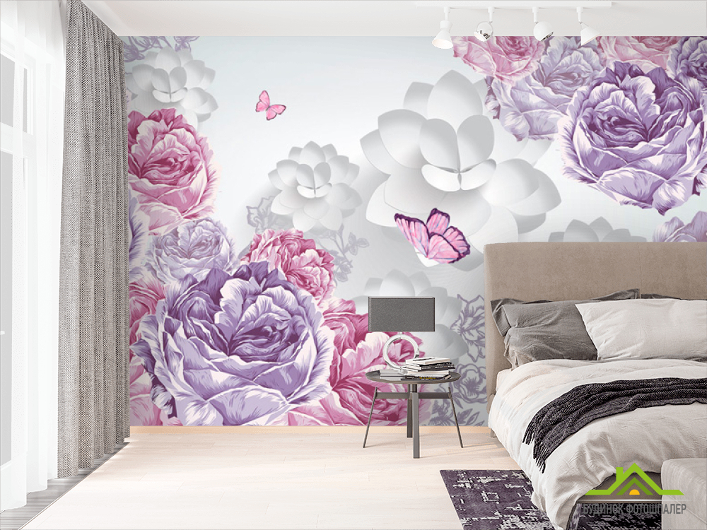 Фотообои Векторные цветы и бвбочки