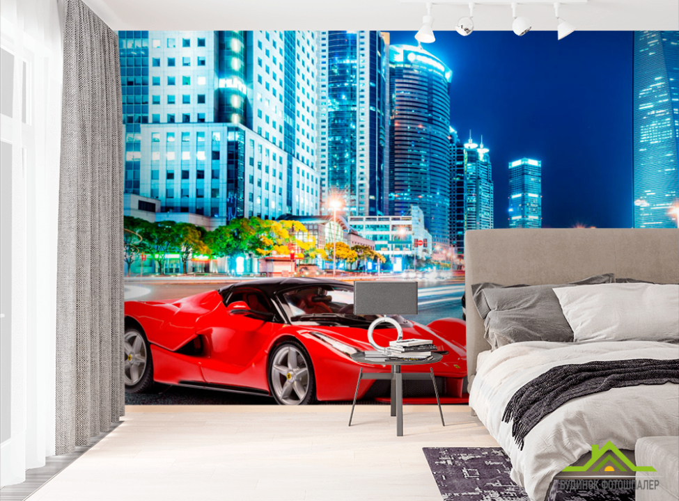 выбрать Фотошпалери Машини на тлі міста Фотошпалери Транспорт на стіну