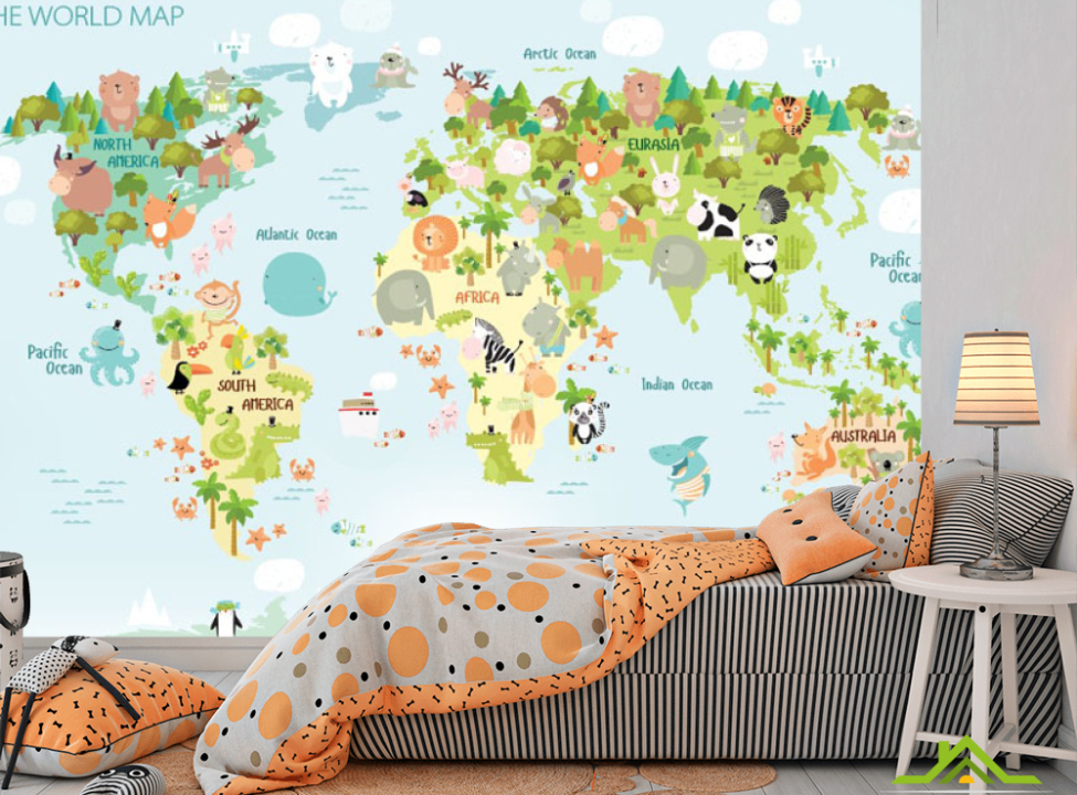 выбрать Фотообои Карта детская с животными Фотообои Развивающие карты на стену