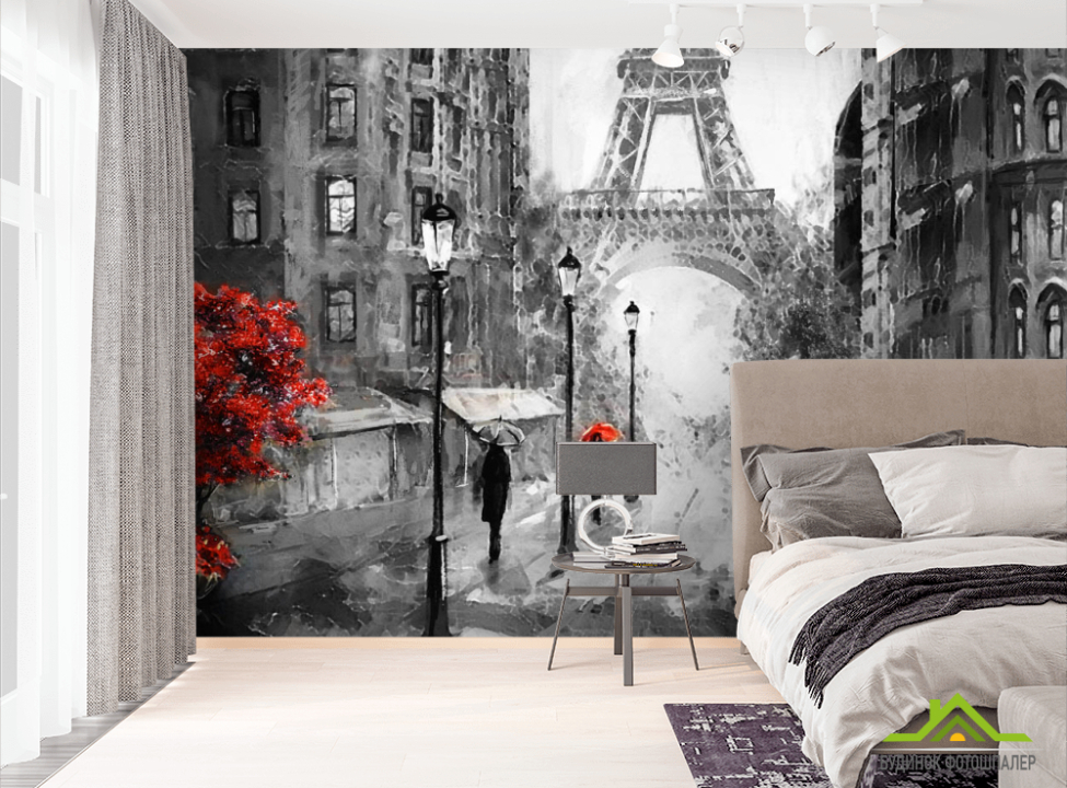 выбрать Фотошпалери ЧБ вуличка Парижа Фотошпалери Ілюстрації на стіну