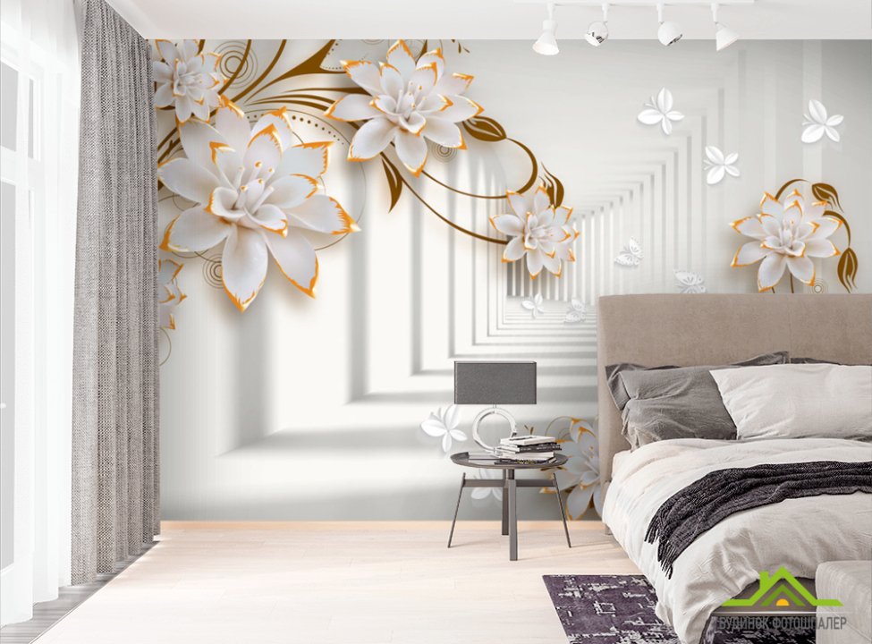 выбрать Фотообои Тонель с керамическими цветами Фотообои 3Д барельеф на стену