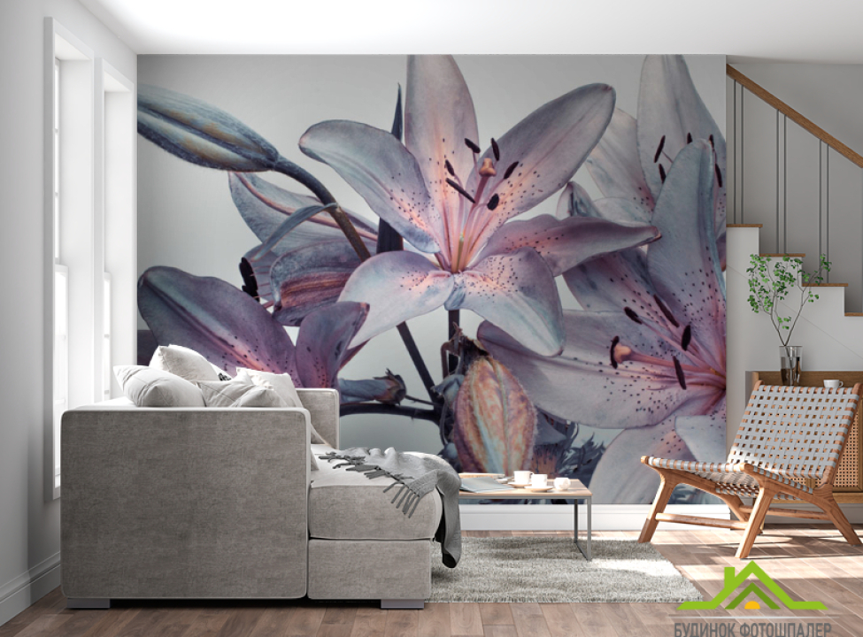 выбрать Фотообои Фиолетовые лилии Фотообои Цветы на стену