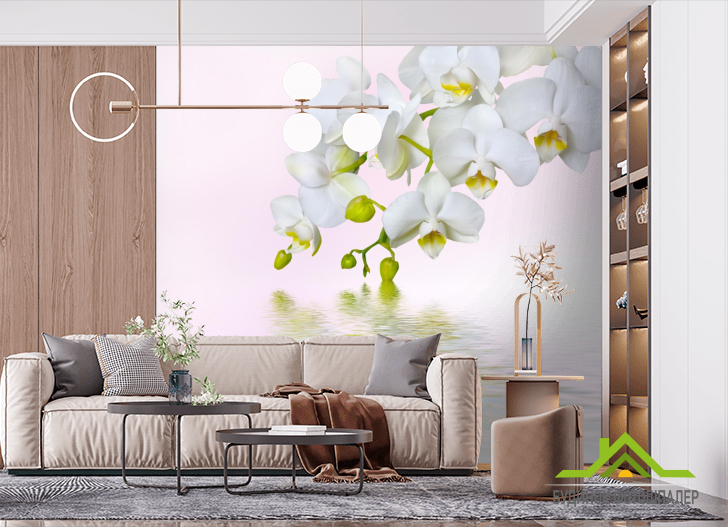 Фотошпалери біла орхідея над водою