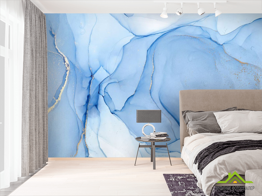 Фотошпалери Блакитний флюїд з золотом