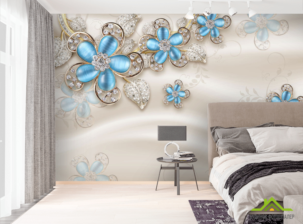 выбрать Фотошпалери Брошки на атласі Фотошпалери квіти 3d на стіну