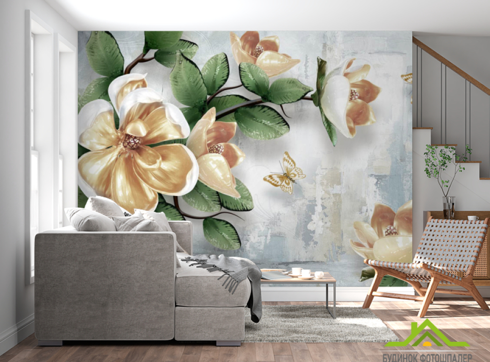 выбрать Фотообои 3d ветка с цветами Фотообои Цветы на стену