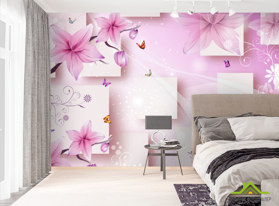 выбрать Фотошпалери 3д рожеві квіти Фотошпалери 3Д на стіну