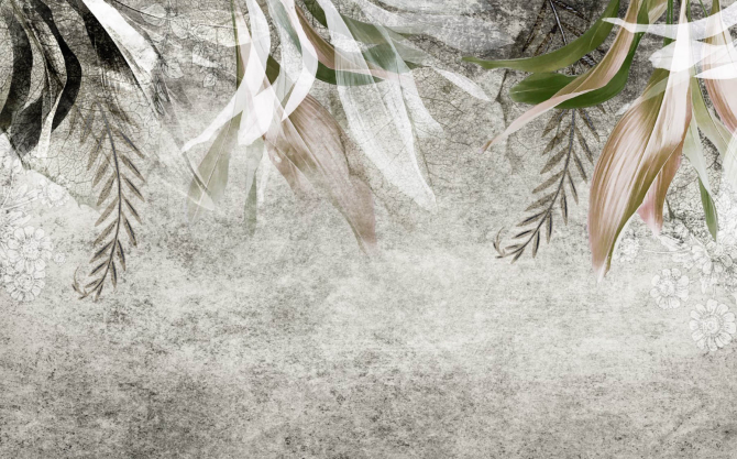 Фотошпалери Листя на бетоні