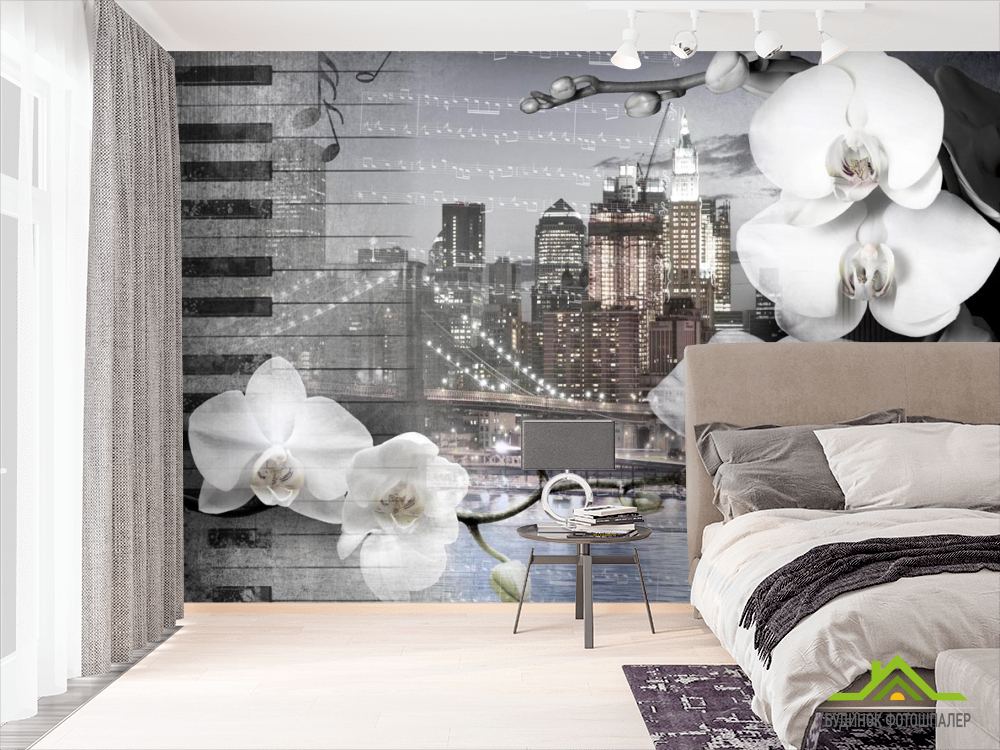 Фотошпалери Орхідея на тлі міста
