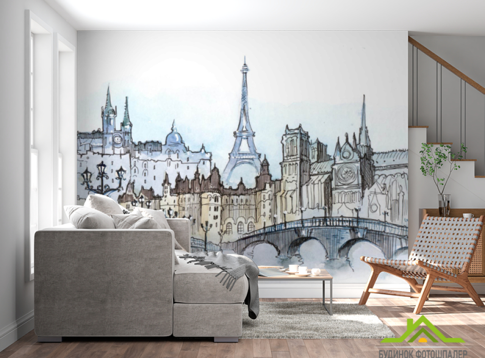 выбрать Фотошпалери Париж ілюстрований Фотошпалери Ілюстрації на стіну