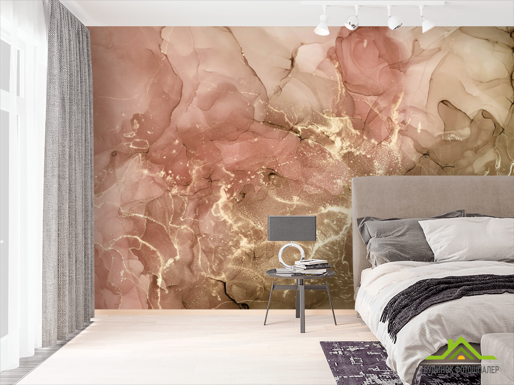 Фотошпалери Персиковий Fluid art