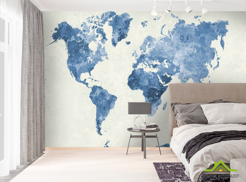 выбрать Фотообои Голубая карта мира Фотообои карта Мира на стену