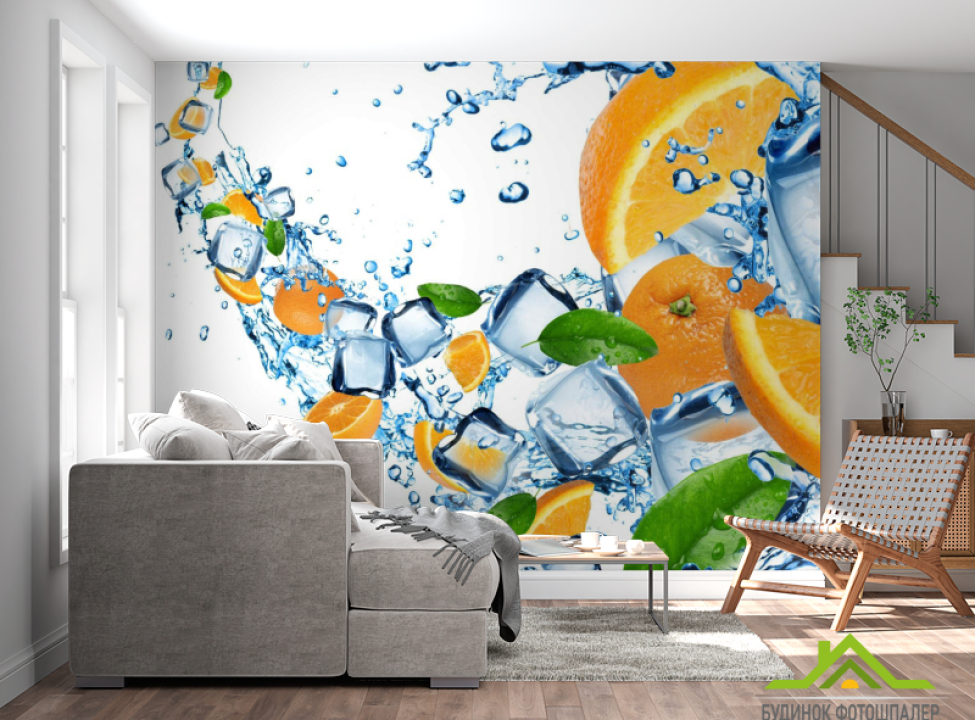 выбрать Фотообои Апельсины и кубики льда Фотообои Еда и напитки на стену