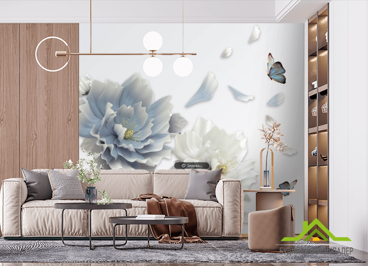 Фотошпалери Блакитні квіти 3д