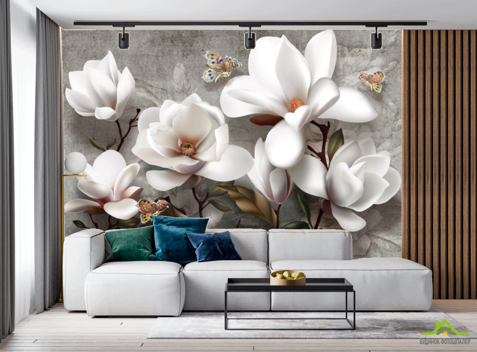 выбрать Фотообои 3д магнолии Фотообои в гостиную на стену