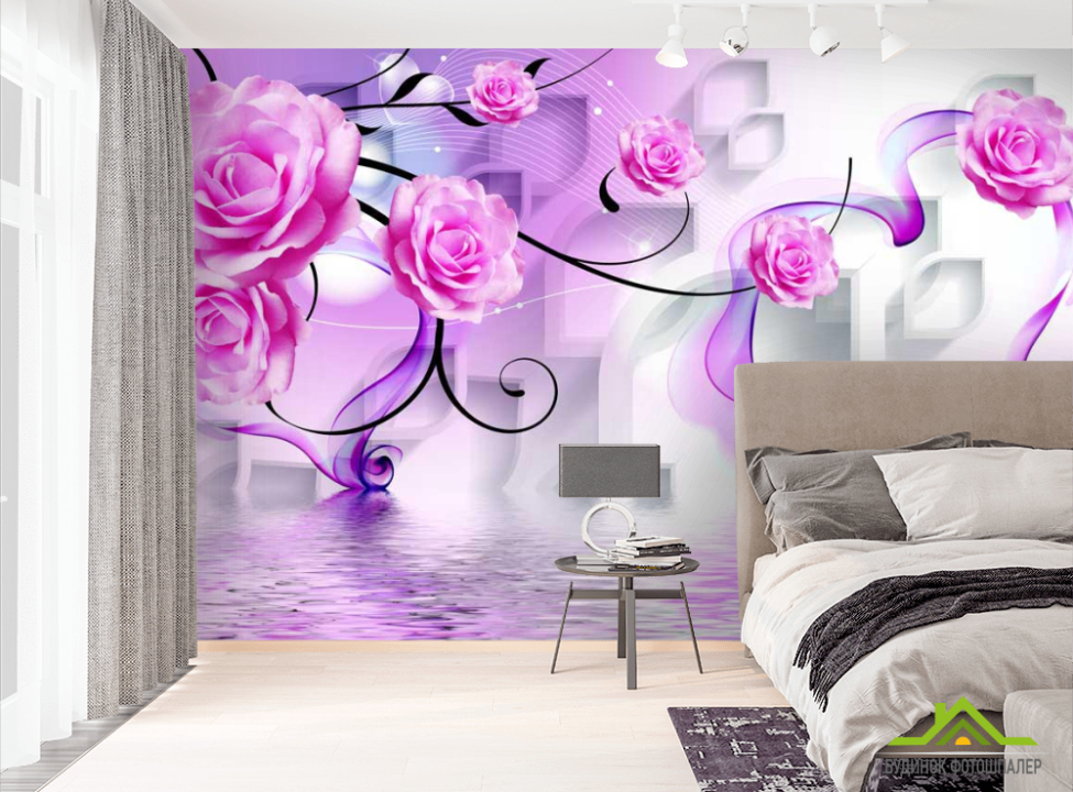 выбрать Фотошпалери 3д рожеві троянди Фотошпалери Квіти на стіну