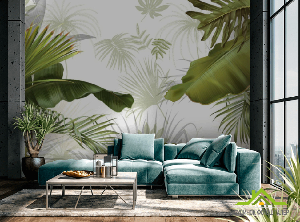 выбрать Фотообои Микс тропических листьев Фотообои тропические листья на стену