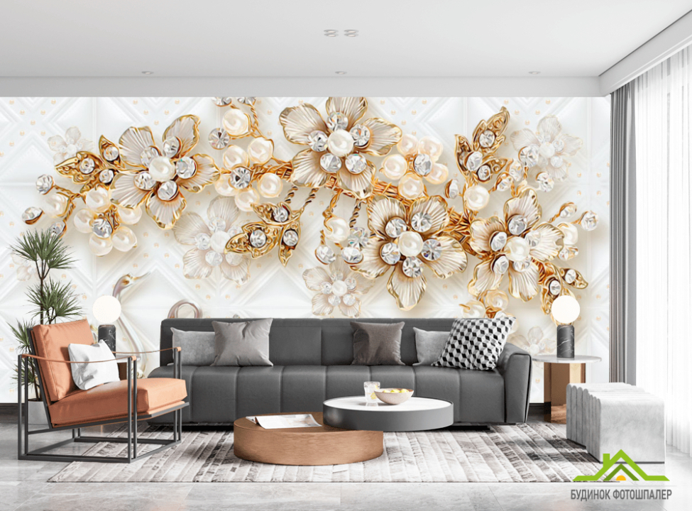 выбрать Фотошпалери Брошки і лебеді Фотошпалери квіти 3d на стіну